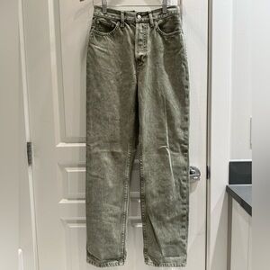 Topshop Washed Olive Green Straight Leg Jeans W26 L30